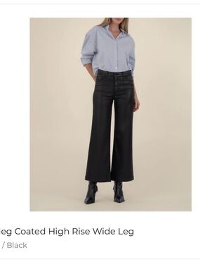 Kut from the Kloth Coated High-Rise Wide Leg Pants - Black